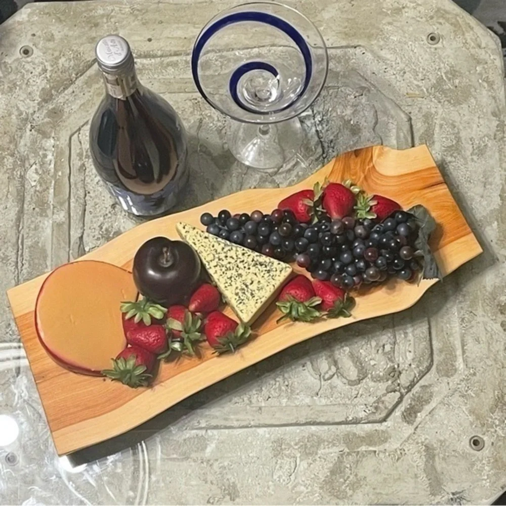 Handmade Long Charcuterie Board Snack NWT Live Edge Juniper Wood Party